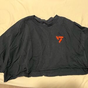 Seventeen Black Crop Top with Orange Logo